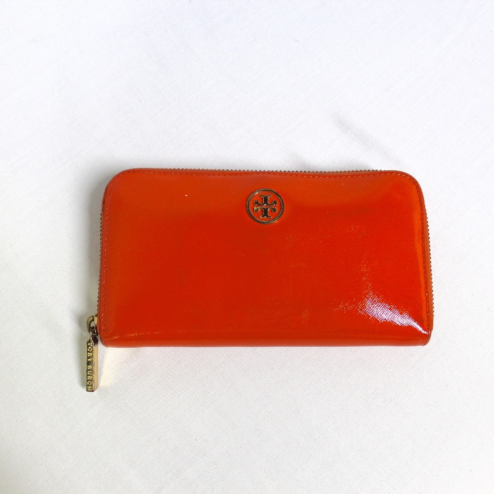 Tory Burch Orange Dena Continental Zip Wallet